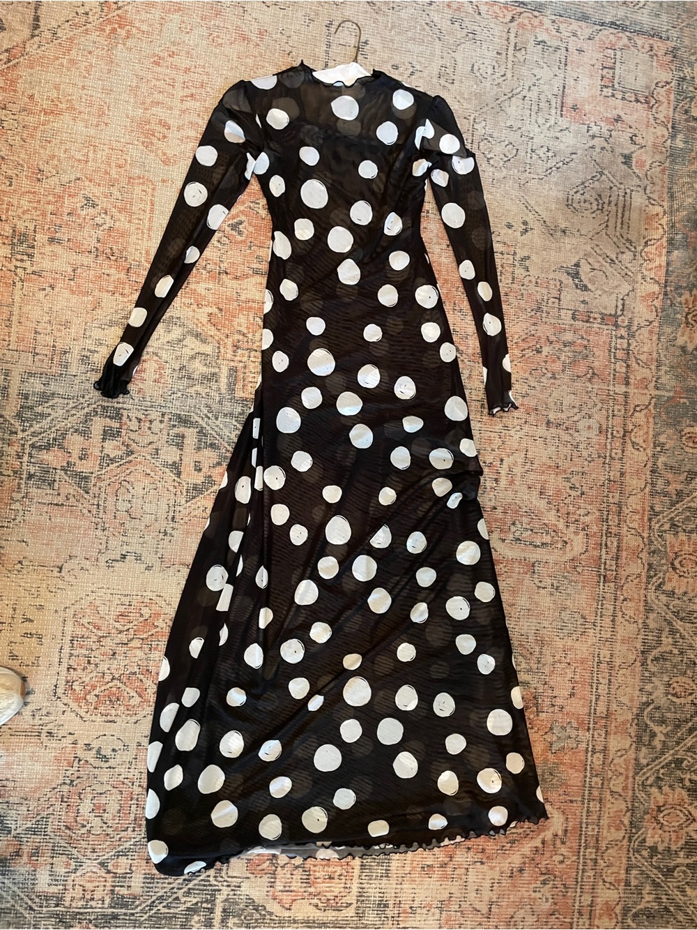 RESA Black Maxi Dress with White Polka Dots